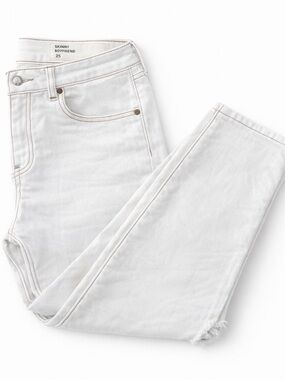 Bullhead Denim Skinny Boyfriend Jeans White Distressed Size 25